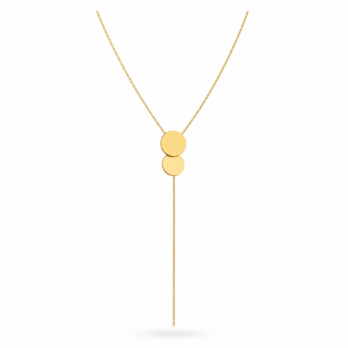 Gold Double Circle Lariat Necklace