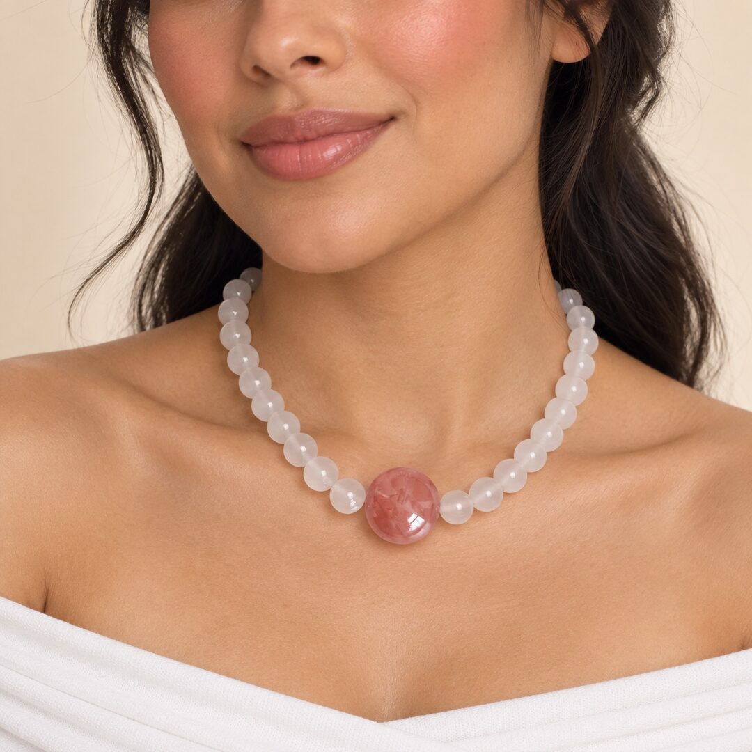Pink Maximalist Necklace with Oversized Beads - Image 2