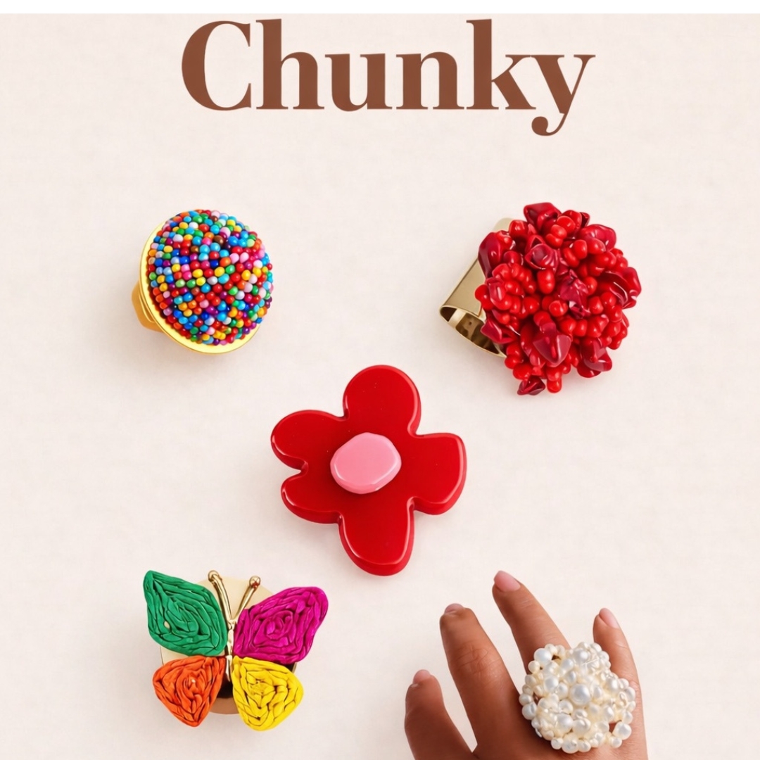 Red Flower Statement Ring – Trendy Adjustable Resin Jewelry - Image 3