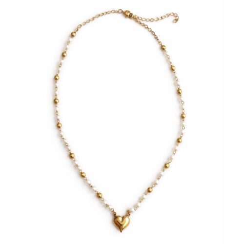 Gold heart pearl necklace – elegant pearl necklace gift for women