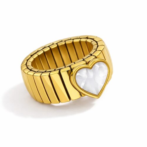 Gold heart adjustable ring – meaningful heart jewelry for women