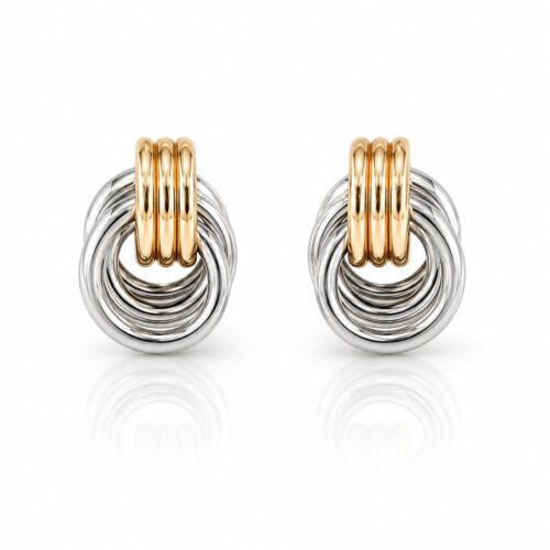 gold and silver two tone earrings elegant modern statement earrings for women