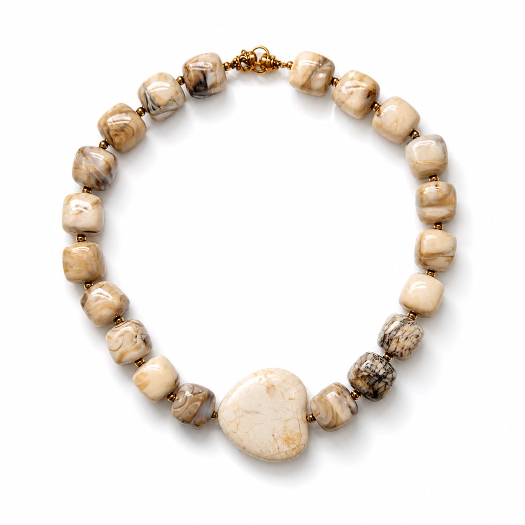 beige resin statement necklace chunky beaded elegant necklace for women