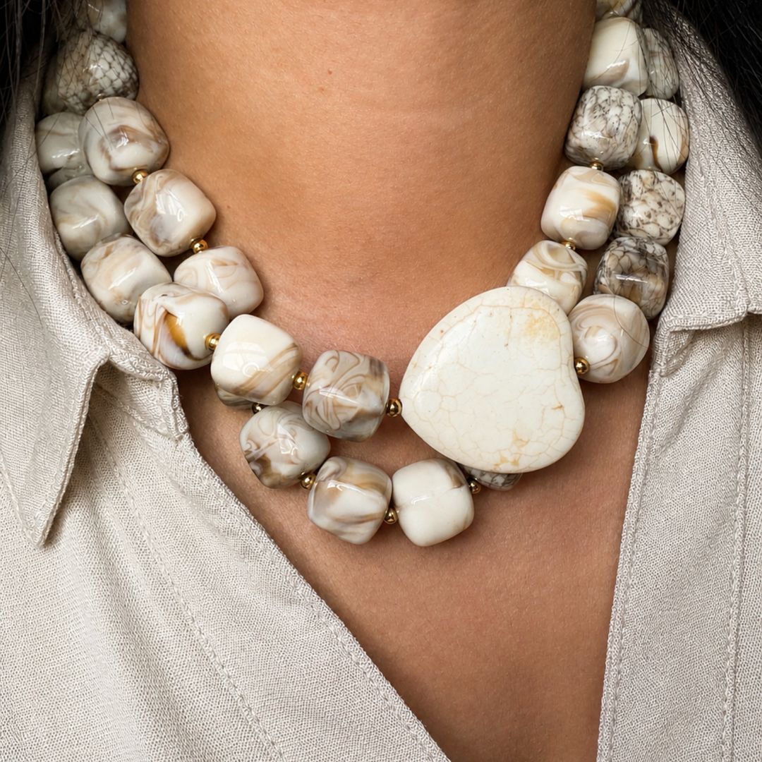 Resin Statement Necklace – Elegant Chunky Beaded Necklace for Women - Image 3