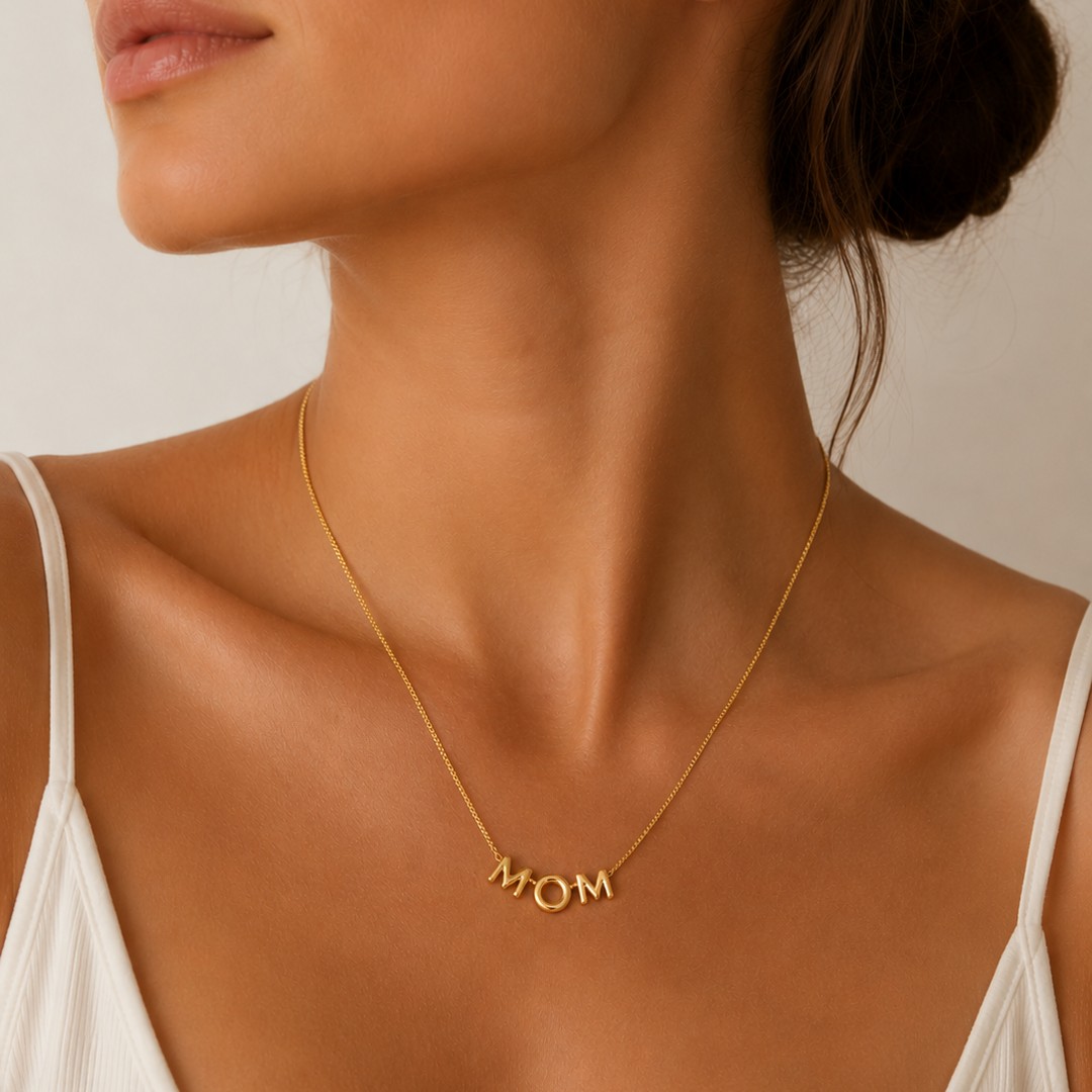 Gold MOM Necklace – Minimalist Gift for Mom - Image 3