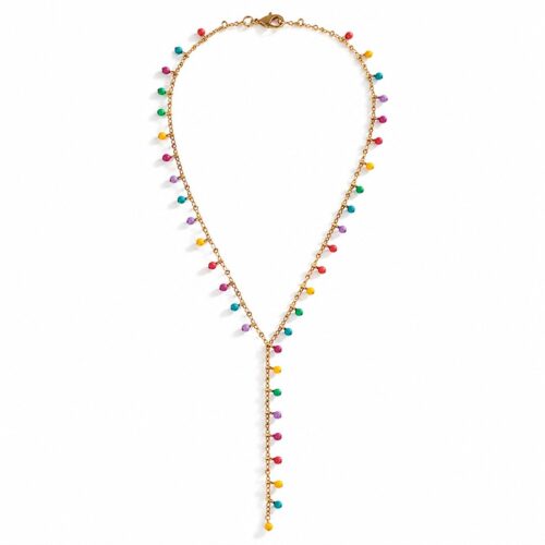 Colorful Lariat Resin Y Necklace I Dainty Beaded Necklace