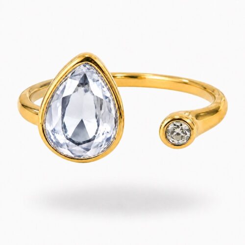 Crystal Ring – Teardrop Stone Gold Statement Ring