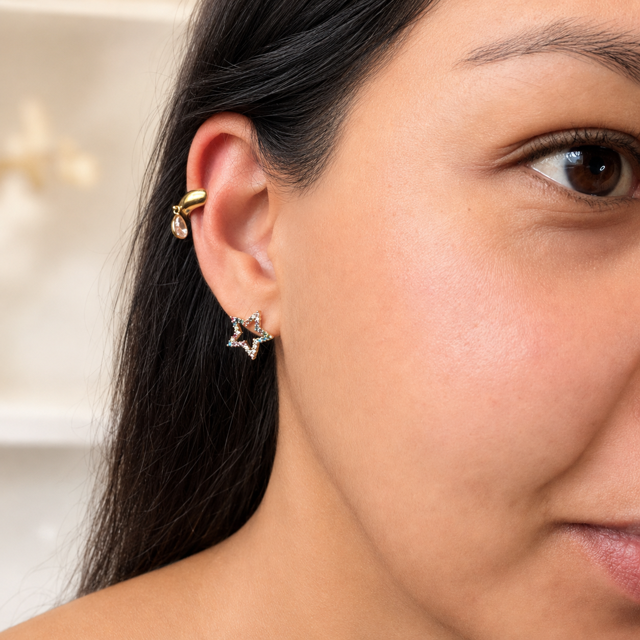 Star Crystal Stud Earrings - Image 2