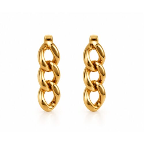 Chunky gold chain link earrings with oversized interlocking links